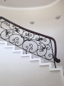 Wrought Iron Balustrade with Wooden Handrail
