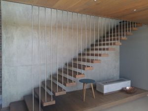 Floating Staircase with Stainless Steel Enclosure