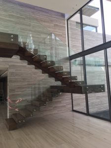 Mild Steel Staircase with Glass Balustrade